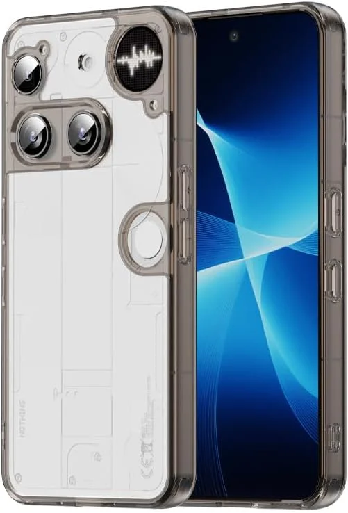 کاور محافظ گوشی ناتینگ فون 3 (2025)، کاور ضربه گیر شفاف، پشت سخت ضد خش، محافظ باریک، مقاوم در برابر زرد شدن، TPU بادوام و شفاف برای محافظت در برابر افتادن (مشکی)