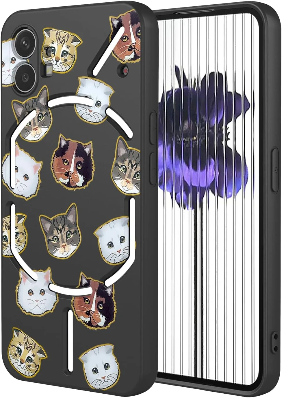 قاب گوشی KOARWVC برای Nothing phone 1، قاب محافظ نازک TPU نرم با طرح گربه بامزه برای Nothing Phone 1 - گربه سیاه