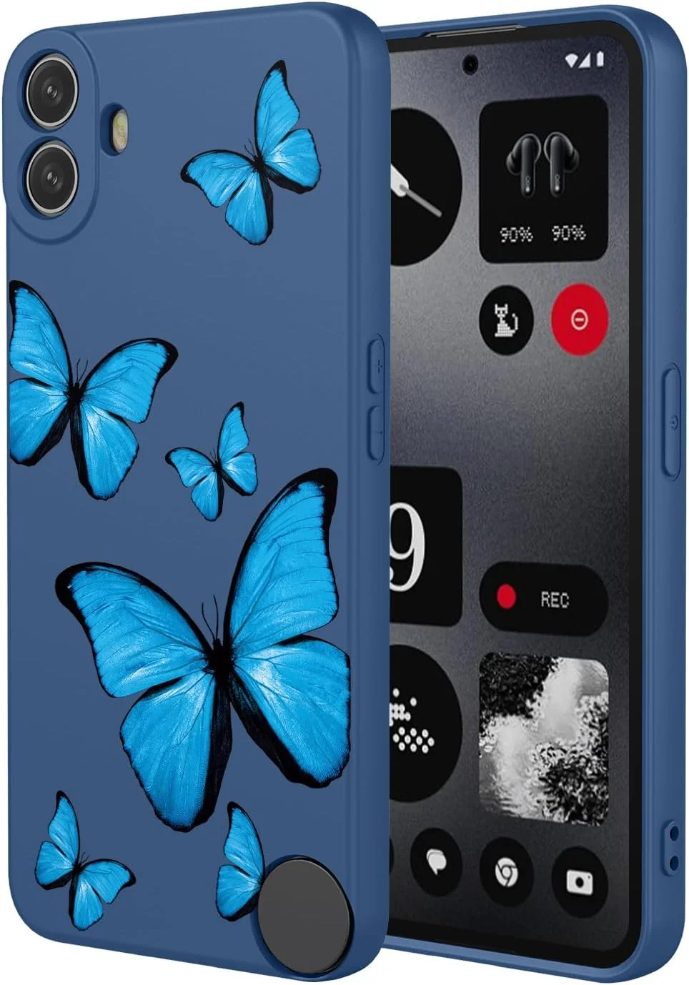 قاب گوشی برای ناتینگ CMF Phone 1، طراحی الگوی پروانه زیبا، محافظ باریک و نرم TPU برای ناتینگ CMF Phone 1، پروانه آبی