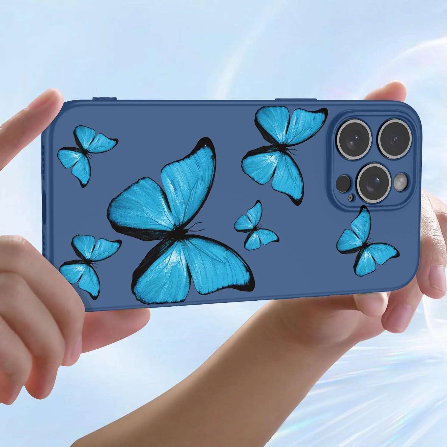 قاب گوشی برای ناتینگ CMF Phone 1، طراحی الگوی پروانه زیبا، محافظ باریک و نرم TPU برای ناتینگ CMF Phone 1، پروانه آبی