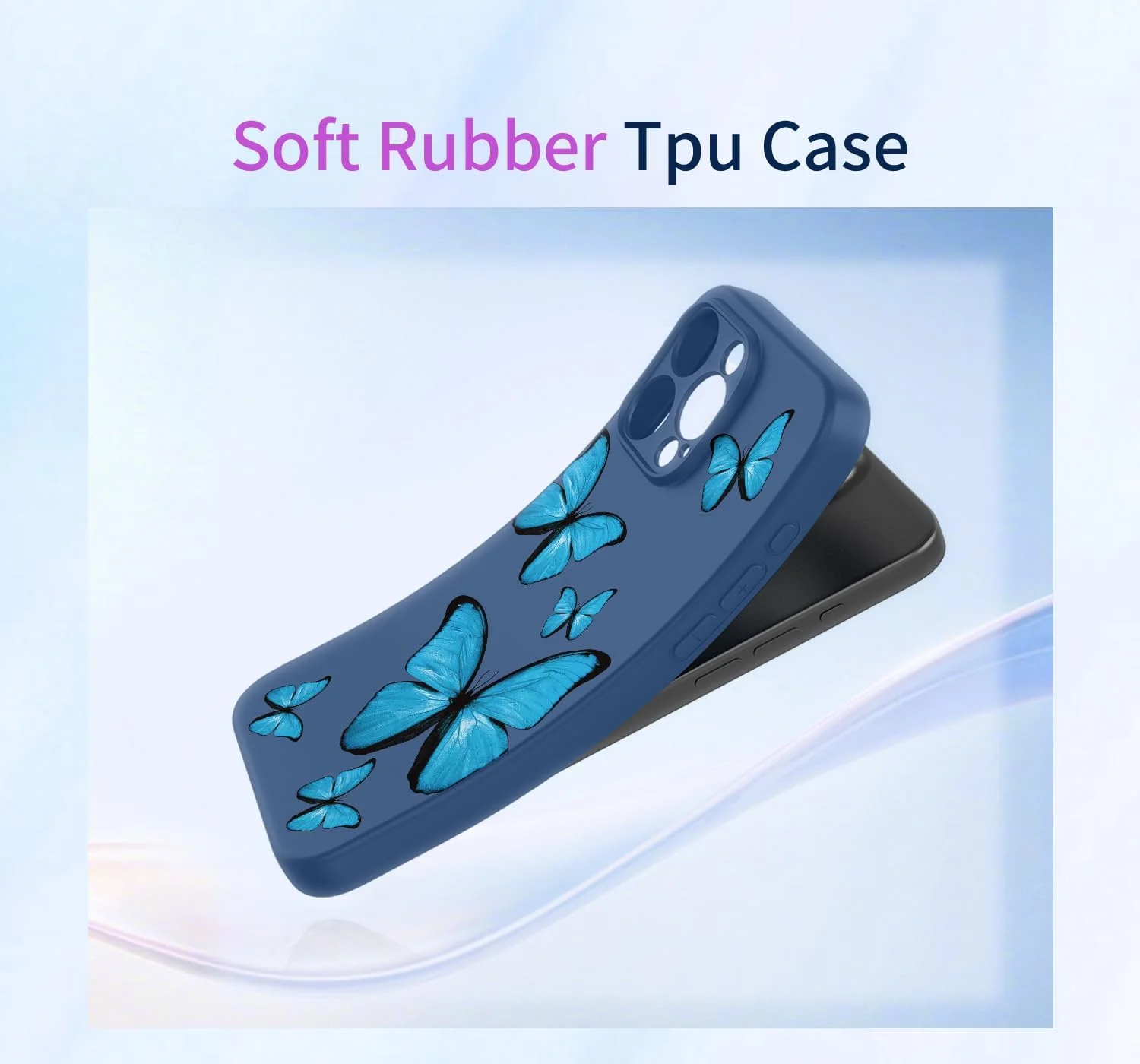 قاب گوشی برای ناتینگ CMF Phone 1، طراحی الگوی پروانه زیبا، محافظ باریک TPU نرم ضربه گیر برای ناتینگ CMF Phone 1 پروانه آبی