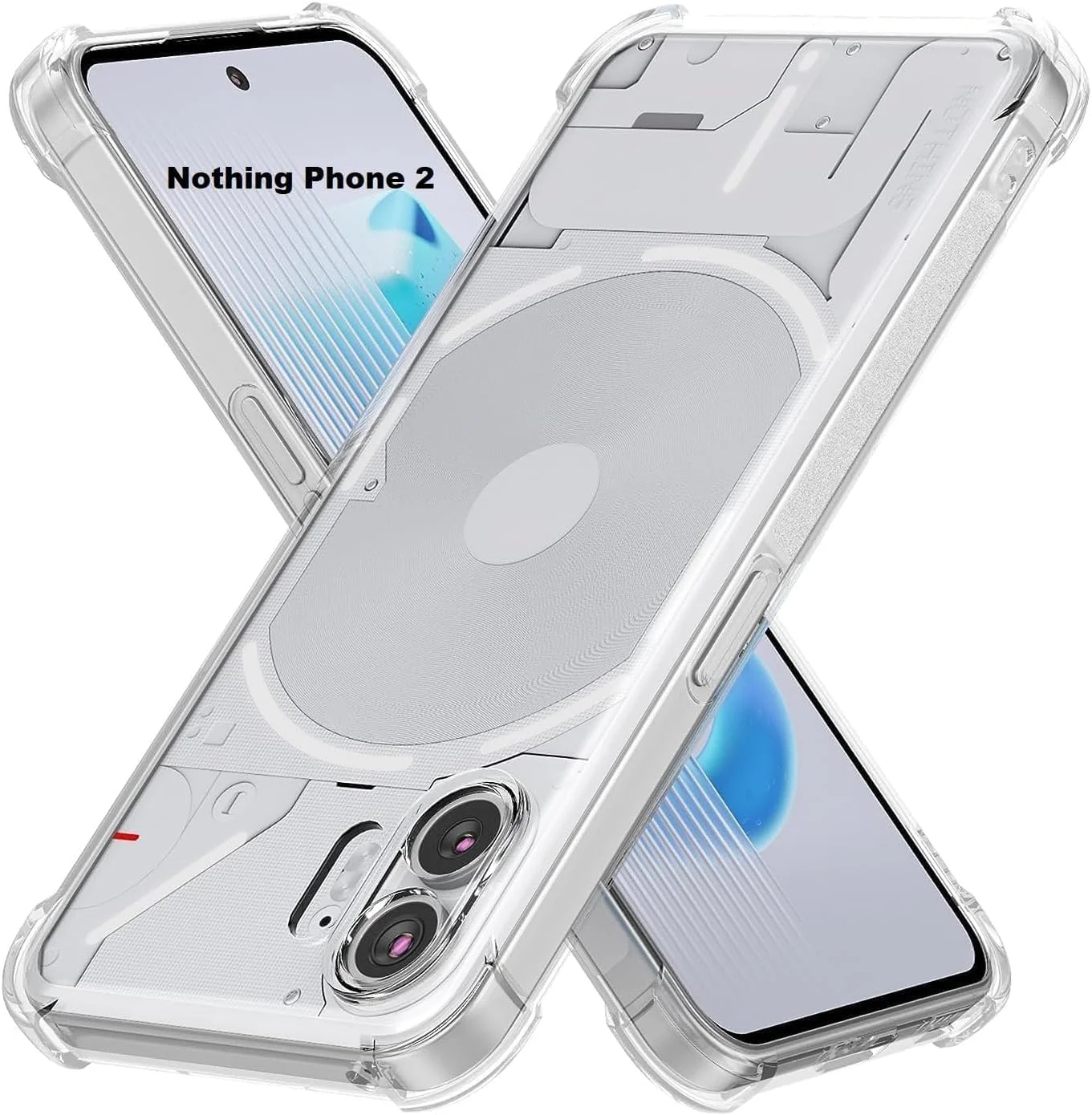 کاور محافظ شفاف گوشی ناتینگ فون 2 الترازون، محافظ لنز دوربین، ضربه گیر تقویت شده در گوشه‌ها، باریک، نازک، سیلیکونی TPU نرم، ضد ضربه، کریستالی مناسب گوشی ناتینگ فون 2