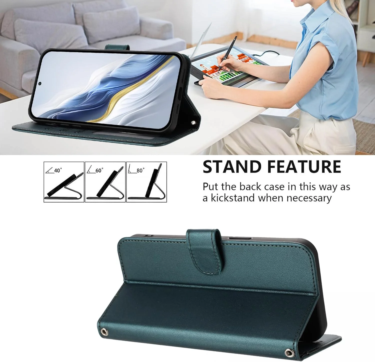 کیف چرمی طرح گل HAOYE برای Nothing Phone (2A) / Nothing Phone 2a، کاور کیف پول چند جیبی با قفل مغناطیسی، پایه تاشو و ضربه گیر TPU – بنفش تیره