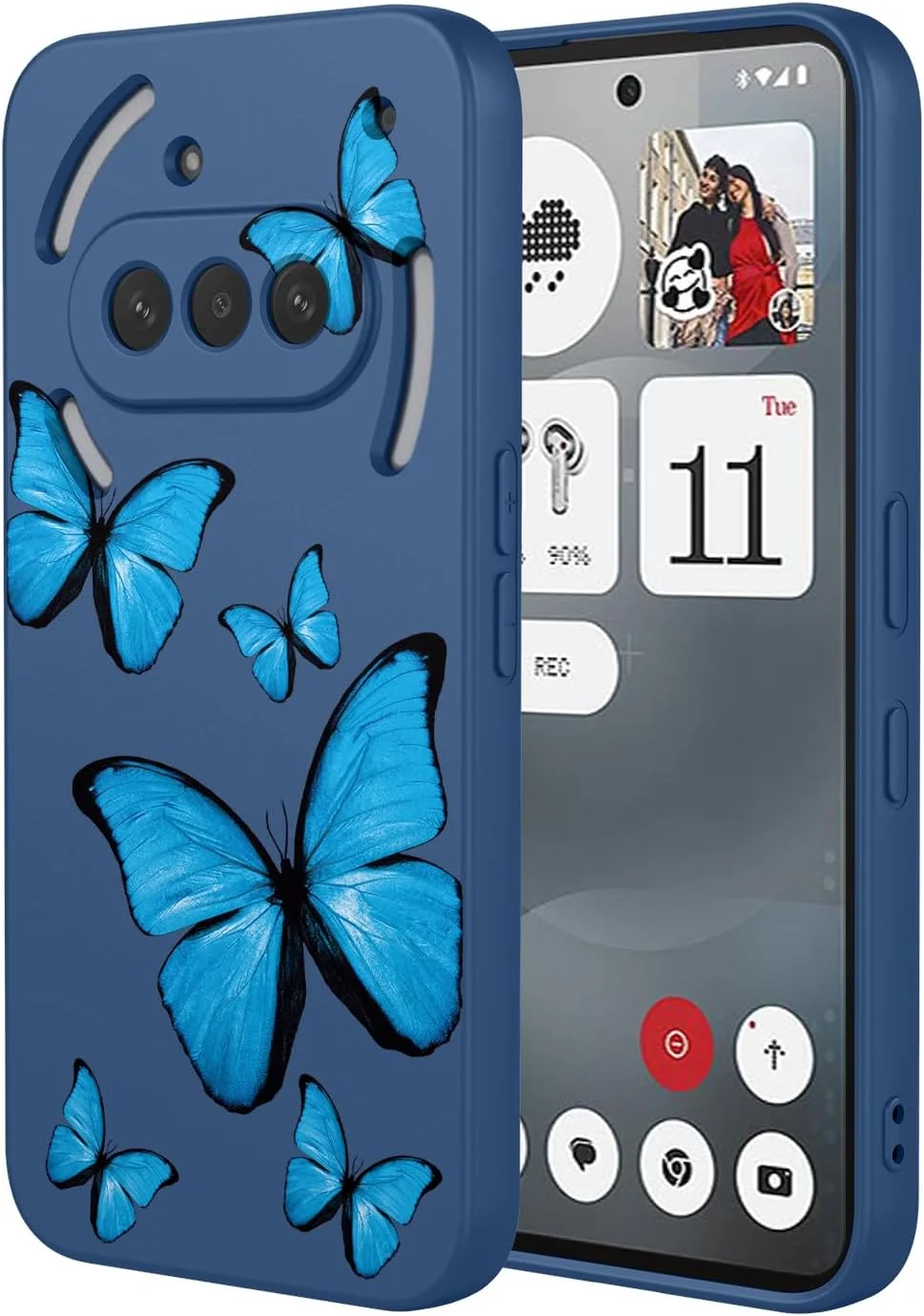 قاب گوشی ناتینگ فون 3a مدل A059 با طرح پروانه زیبا، محافظ باریک و نرم TPU برای گوشی ناتینگ فون 3a، پروانه آبی