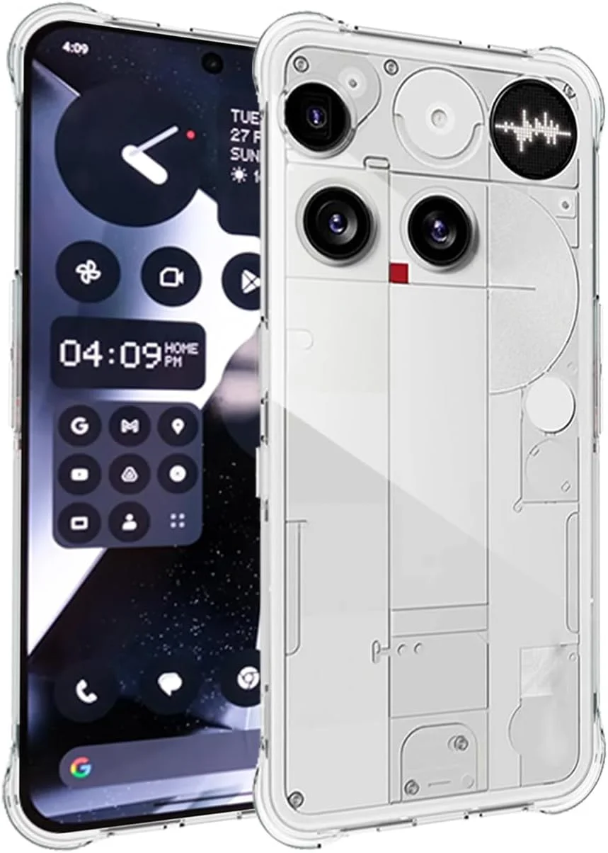 کاور شفاف گوشی موبایل ناتینگ فون (3)، کاور TPU انعطاف پذیر با ایربگ، مقاوم در برابر ضربه و خراش و ضد زردی (شفاف)