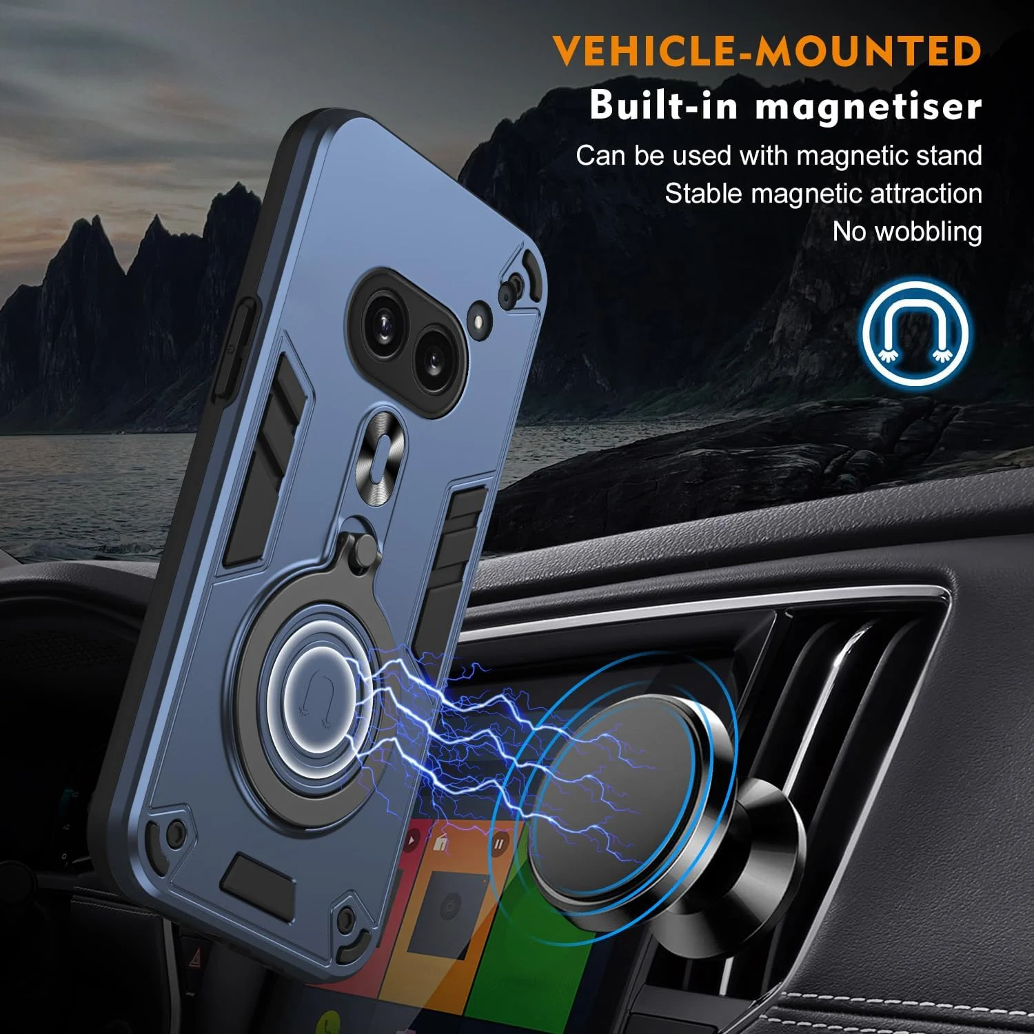 کاور محافظ گوشی ناتینگ فون (2a) مدل Gruattreay به همراه استند مغناطیسی، محافظ صفحه نمایش و دوربین، ضد ضربه و مقاوم در برابر سقوط - نقره ای