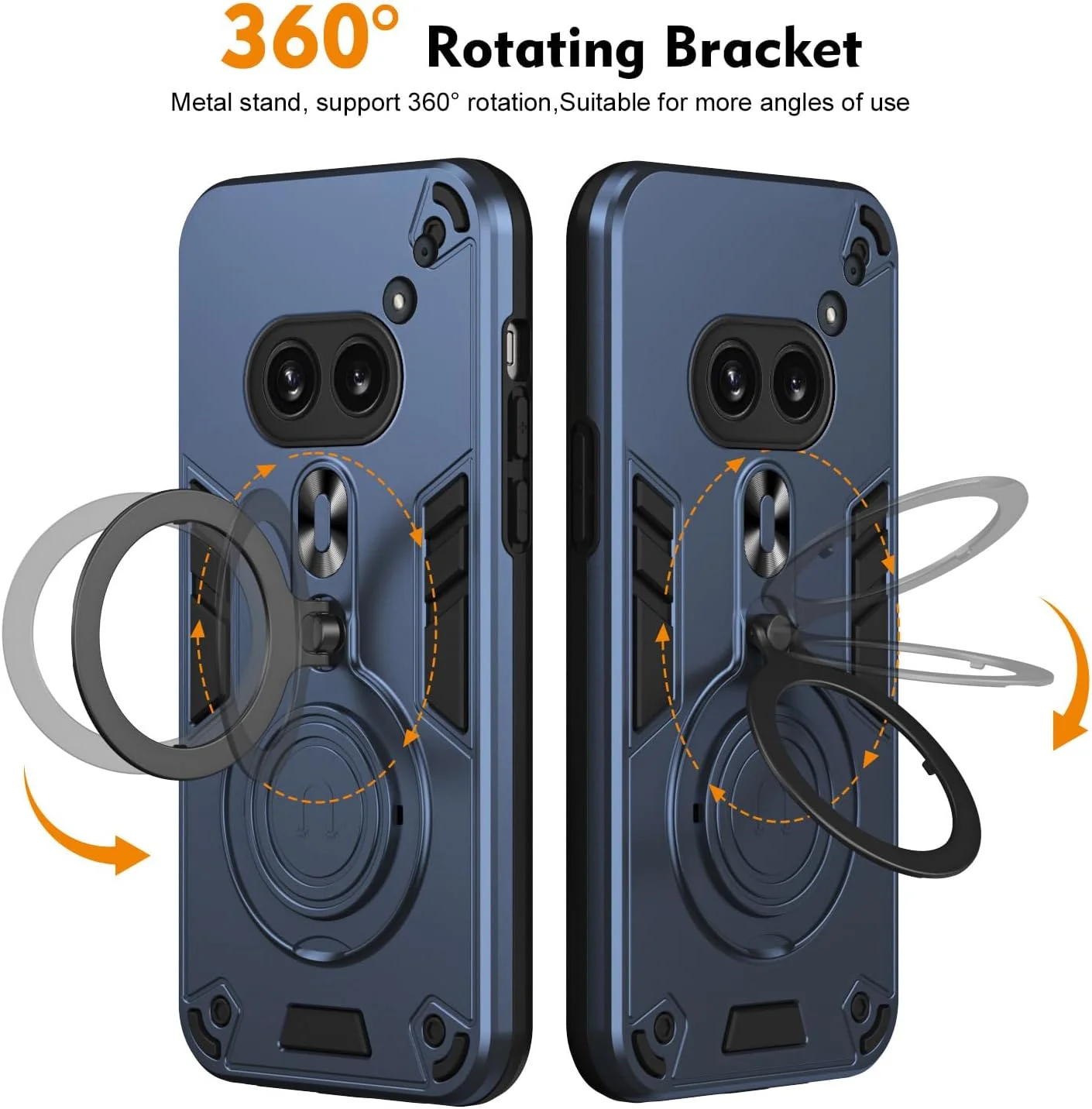 کاور محافظ گوشی ناتینگ فون (2a) مدل Gruattreay به همراه استند مغناطیسی، محافظ صفحه نمایش و دوربین، ضد ضربه و مقاوم در برابر سقوط - نقره ای