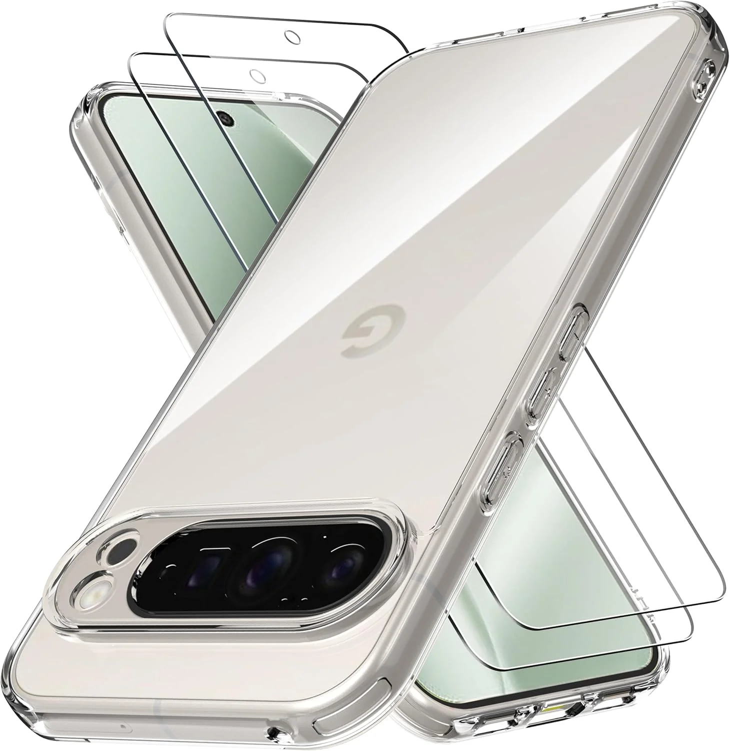 کاور آنووکوا برای گوگل پیکسل 10 پرو ایکس ال به همراه 2 عدد محافظ صفحه نمایش، کاور باریک ترکیبی از جنس TPU و PC اکریلیک، ضد زردی، محافظ کریستالی شفاف و سخت، ضد ضربه