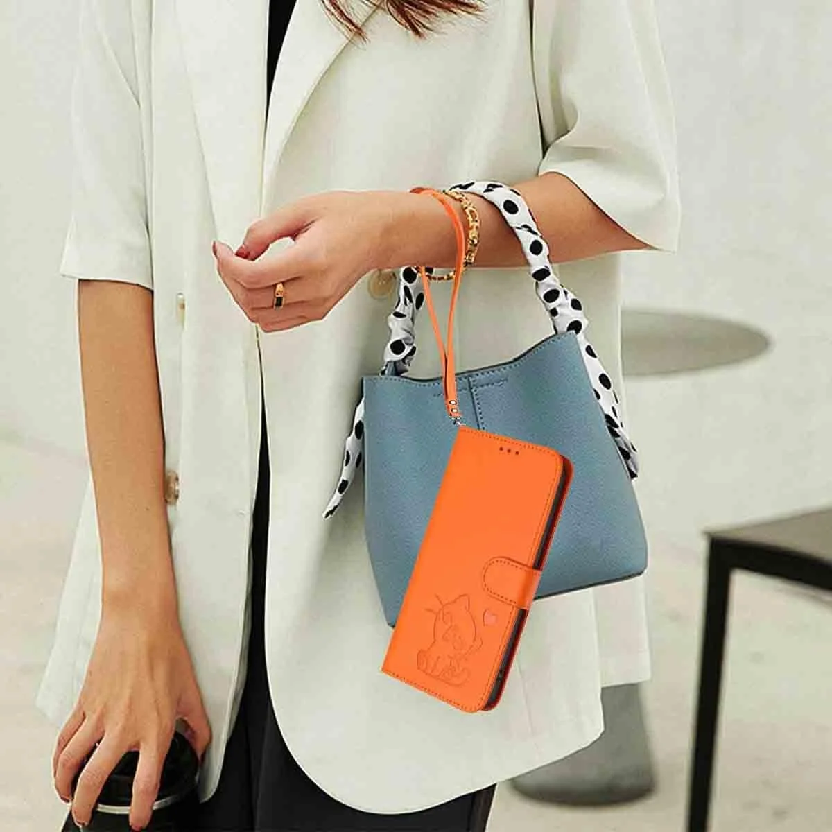 کیف پول چرمی HAOYE برای تلفن ناتینگ (3a) پرو، طرح گرافیکی بچه گربه زیبا با بست مغناطیسی، بدنه TPU ضد ضربه، جای کارت و پایه - بنفش تیره