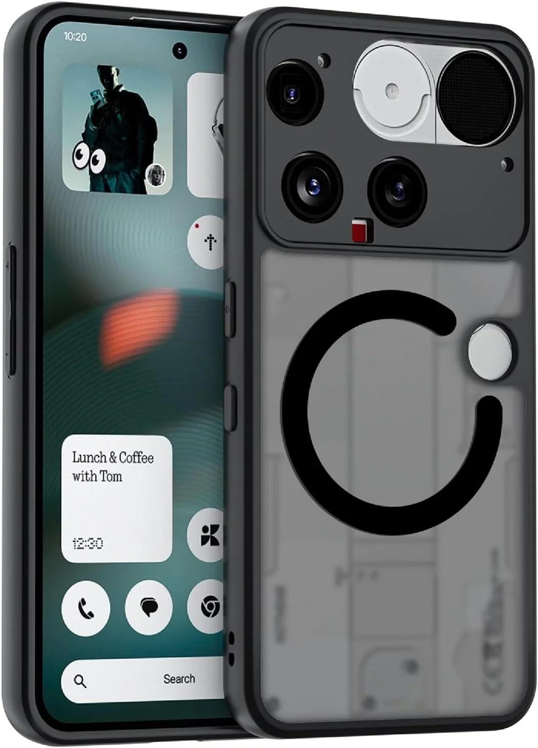 کاور مگنتی GIOPUEY برای ناتینگ فون (3)/ناتینگ فون 3، سازگار با MagSafe، پشت مات PC + کاور TPU - مشکی