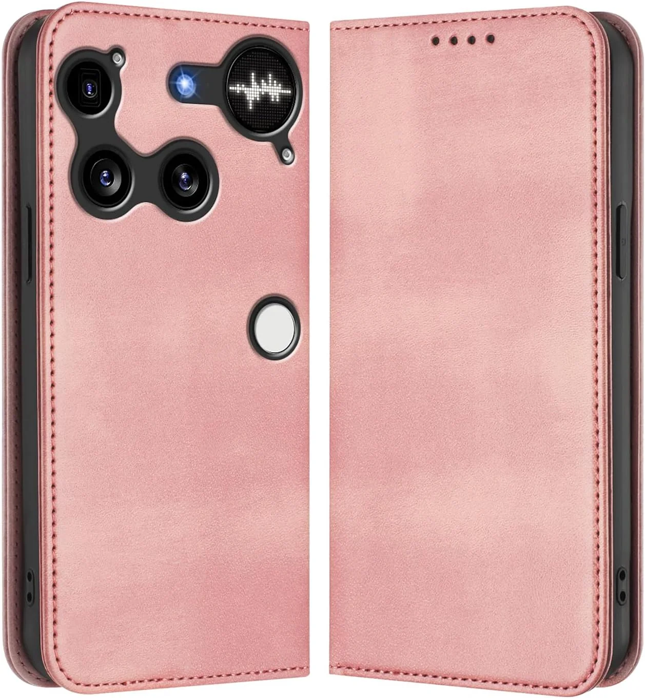 کیف پول چرمی و TPU پریمیوم HAOYE برای تلفن Nothing Phone (3) با جای کارت/ مسدود کننده RFID/ بست مغناطیسی/ عملکرد استند - صورتی