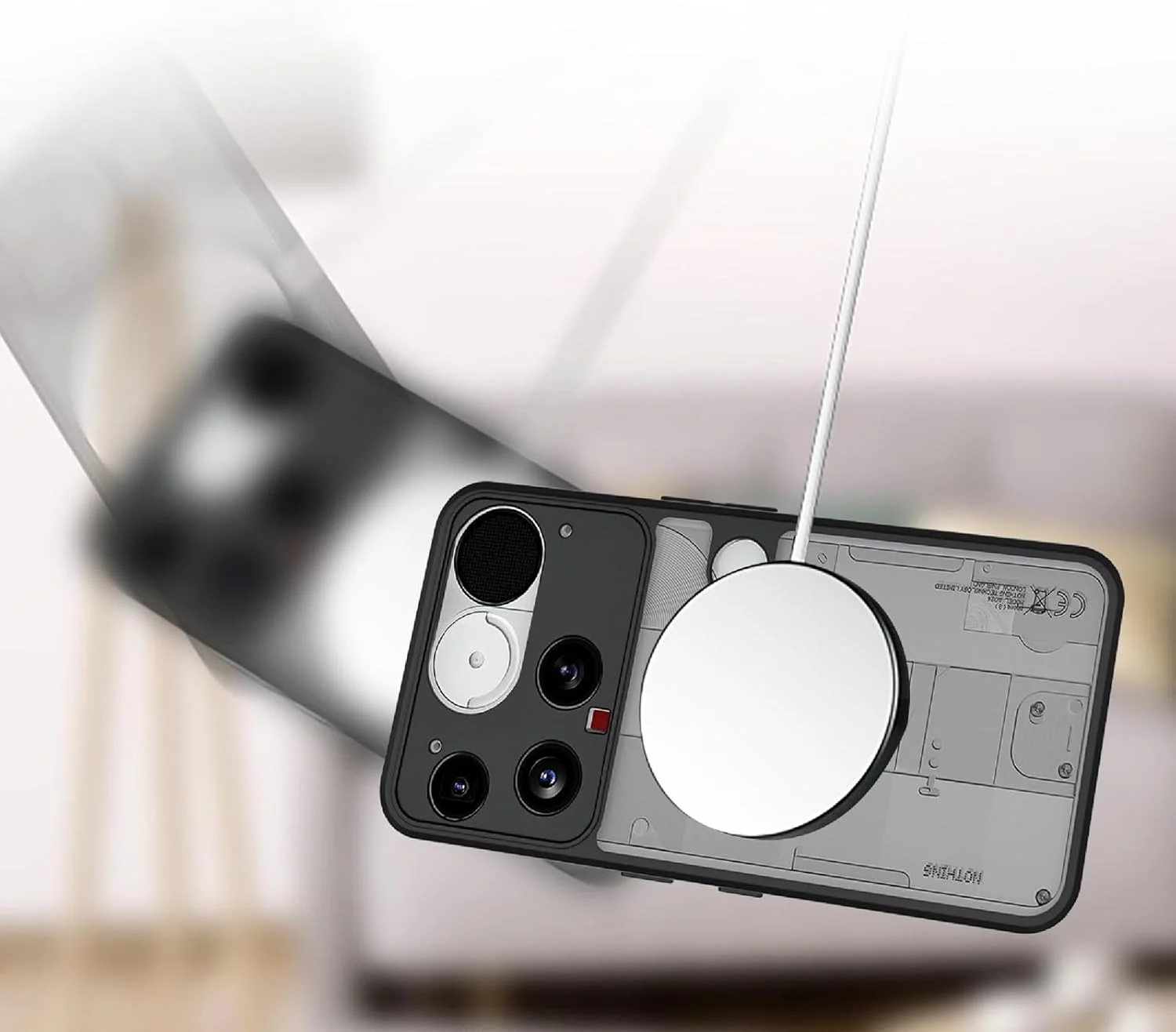 کاور مگنتی GIOPUEY برای ناتینگ فون (3)/ناتینگ فون 3، سازگار با MagSafe، پشت مات PC + کاور TPU - مشکی