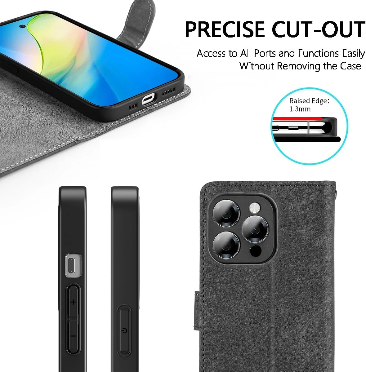 کیف چرمی برای ناتینگ فون 3a Pro، کیف ضد ضربه با محافظت RFID، کیف با بست مغناطیسی، دارای پوشش محافظ TPU داخلی - مشکی