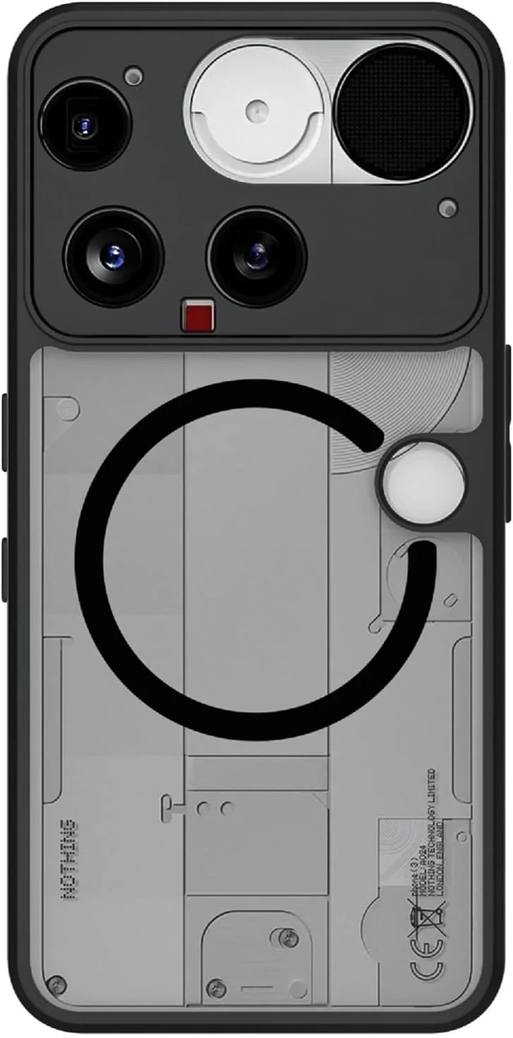 کاور مگنتی GIOPUEY برای ناتینگ فون (3)/ناتینگ فون 3، سازگار با MagSafe، پشت مات PC + کاور TPU - مشکی