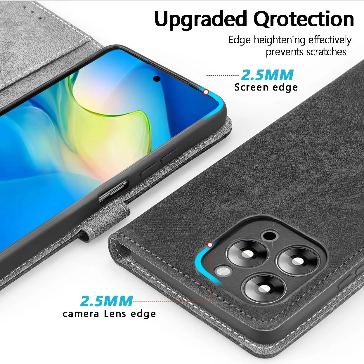 کیف چرمی برای ناتینگ فون 3a Pro، کیف ضد ضربه با محافظت RFID، کیف با بست مغناطیسی، دارای پوشش محافظ TPU داخلی - مشکی