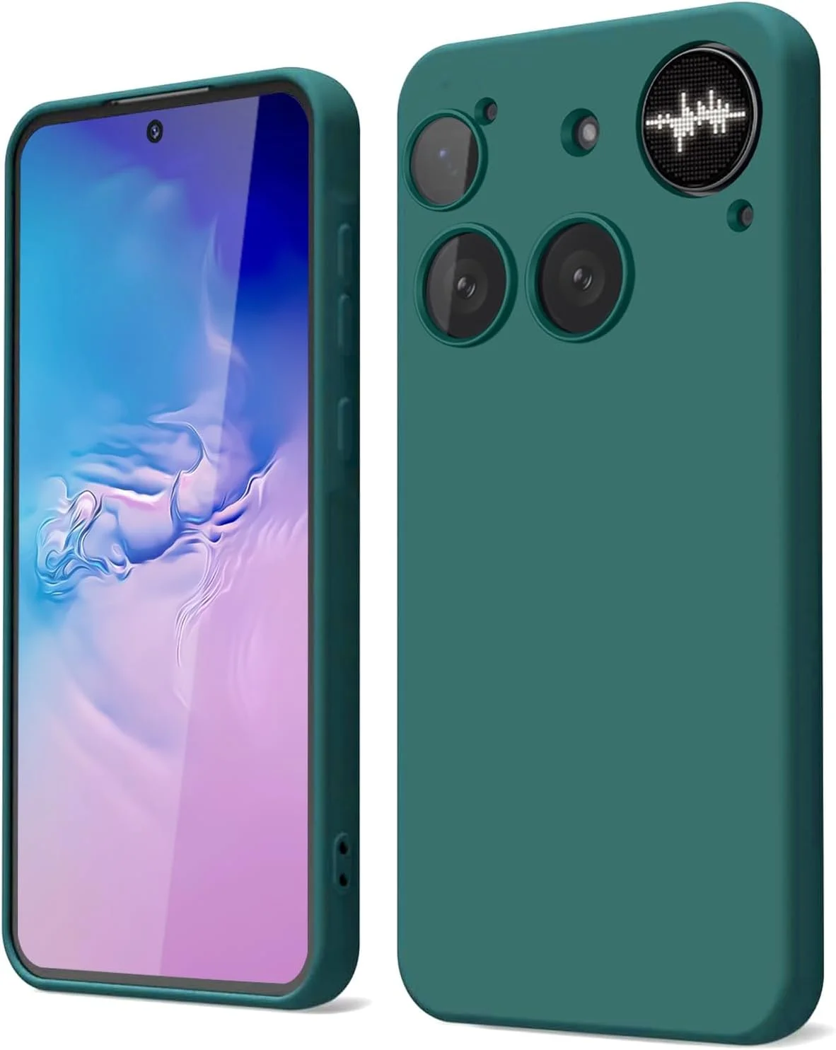 قاب گوشی GOGME برای Nothing Phone (3) با پوشش داخلی میکروفیبر ضد خش، سیلیکون مایع ضد ضربه، پوشش پشتی محافظ، بامپر TPU نرم و باریک، سبز تیره