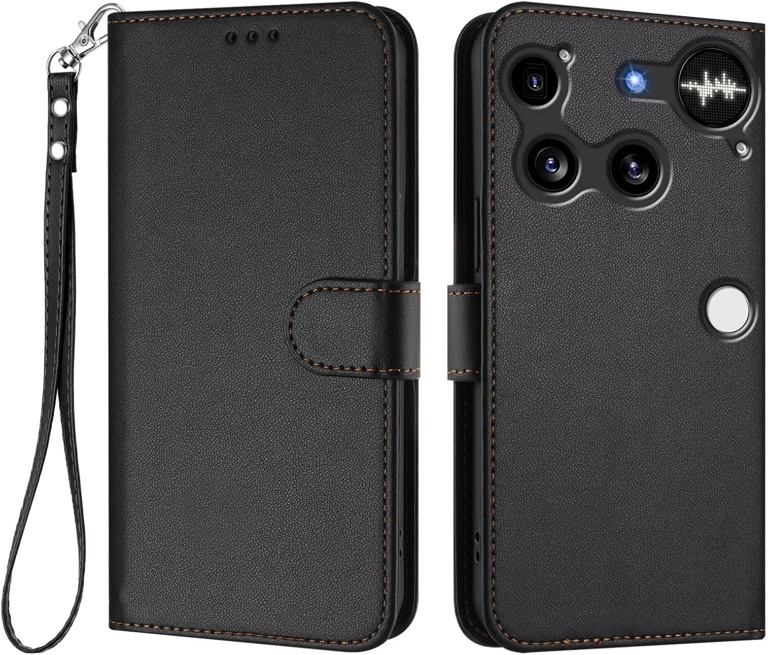 کیف چرمی HAOYE برای تلفن ناتینگ (3) با پوشش کیف پول - قاب مغناطیسی، اسلات کارت و بند دستی، و سپر پایه برای محافظت کامل - مشکی