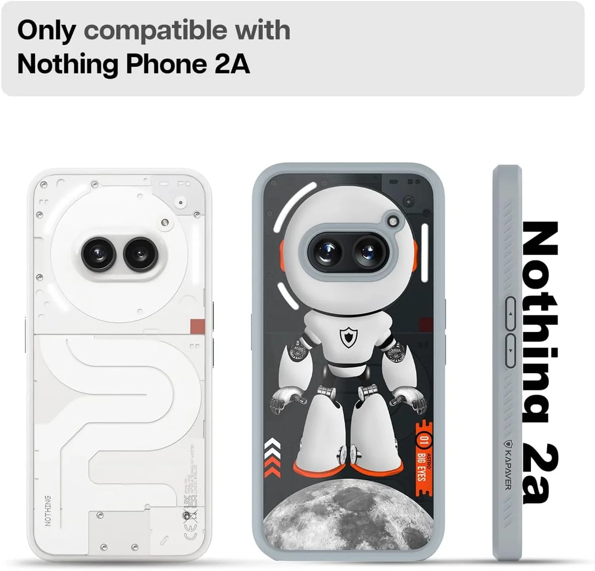 کاور پشتی پلی کربنات Kapaver Astro Big Eyes مناسب برای Nothing Phone 2A 5G (خاکستری فضایی)