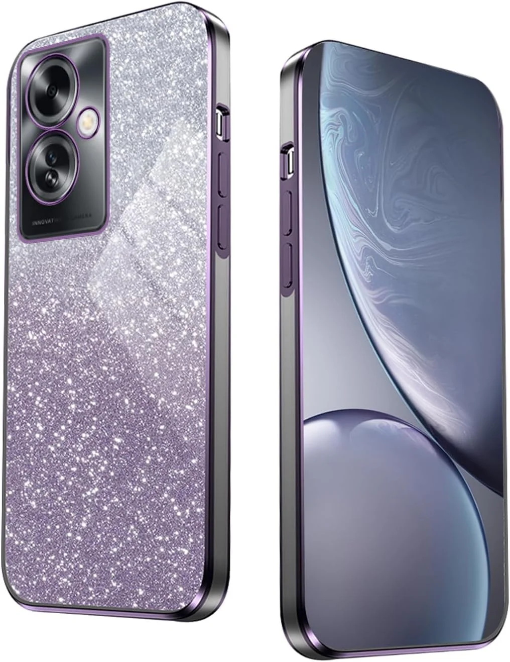 قاب محافظ گوشی ناتینگ فون (3) هاویه، باریک، سیلیکونی، TPU با فریم آبکاری شده، ضد خش، ضد ضربه، همراه با استیکر براق. بنفش