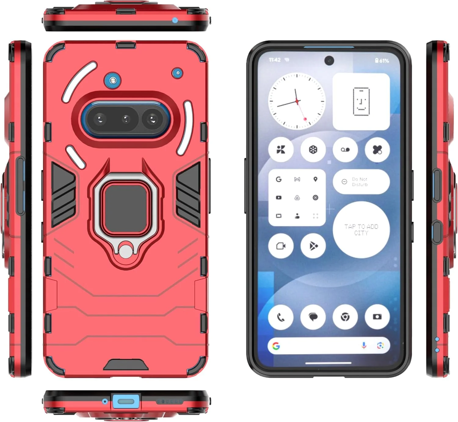 قاب محافظ گوشی ناتینگ فون 3a، کاور زرهی دولایه تقویت شده ضد ضربه با استند حلقه ای چرخش 360 درجه برای ناتینگ فون 3a. قرمز HB قاب محافظ گوشی ناتینگ فون 3a، کاور زرهی دولایه تقویت شده ضد ضربه با استند حلقه ای چرخش 360 درجه برای ناتینگ فون 3a. قرمز HB