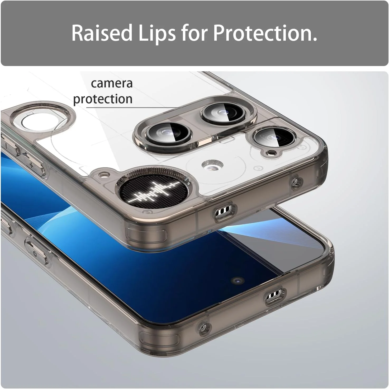 کاور گوشی ناتینگ فون 3 – کاور شفاف PC+TPU ضد زردی، ضد ضربه، محافظت ضد خش، باریک (مشکی)