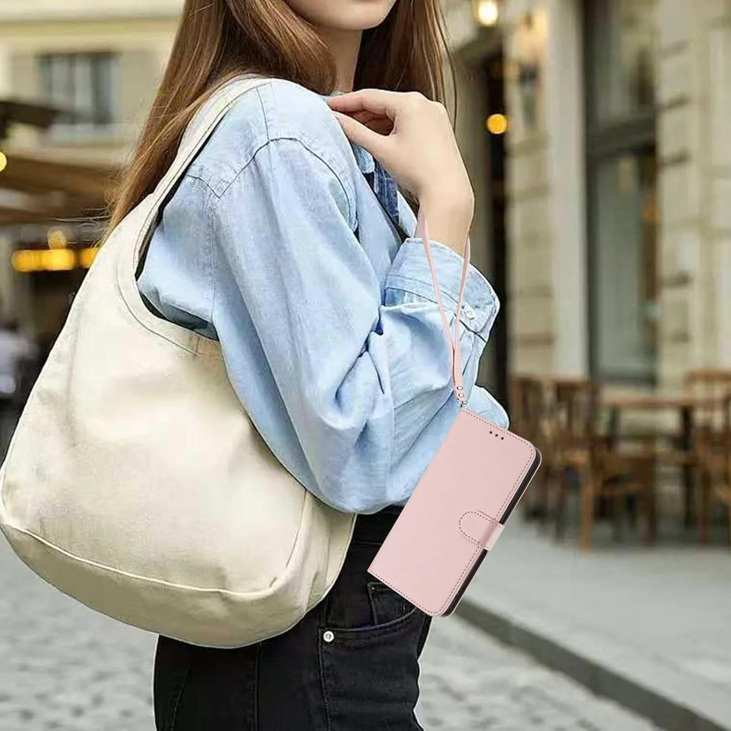 کیف چرمی HAOYE برای تلفن ناتینگ (3) با پوشش کیف پول - قاب مغناطیسی، اسلات کارت و بند دستی، و سپر پایه برای محافظت کامل - مشکی