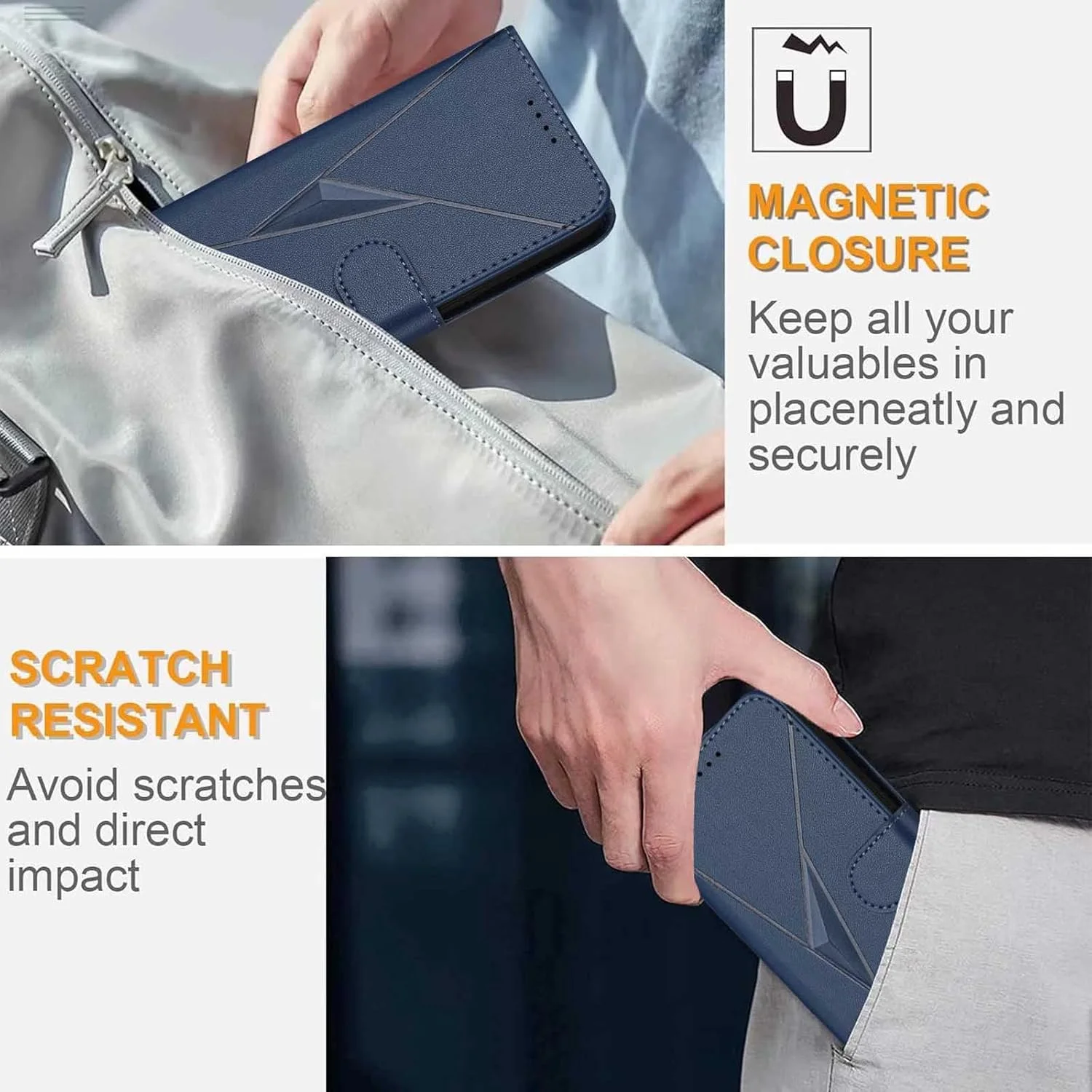 کیف چرمی ممتاز برای ناتینگ فون (3) - کاور محافظ با قفل مغناطیسی، دارای استند داخلی و عملکرد کیف پول - رزگلد