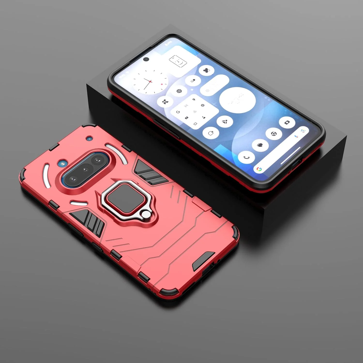 قاب محافظ گوشی ناتینگ فون 3a، کاور زرهی دولایه تقویت شده ضد ضربه با استند حلقه ای چرخش 360 درجه برای ناتینگ فون 3a. قرمز HB قاب محافظ گوشی ناتینگ فون 3a، کاور زرهی دولایه تقویت شده ضد ضربه با استند حلقه ای چرخش 360 درجه برای ناتینگ فون 3a. قرمز HB