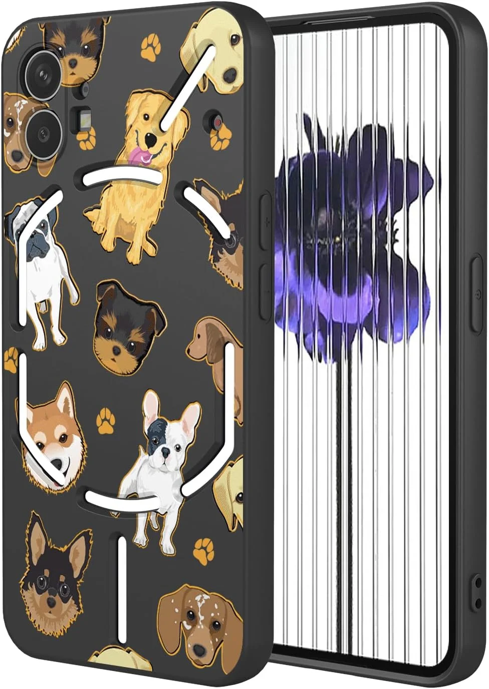 قاب گوشی برای ناتینگ فون 1، قاب محافظ ناتینگ فون وان A063، قاب نرم و انعطاف پذیر TPU با طرح سگ برای ناتینگ فون 1، سگ مشکی