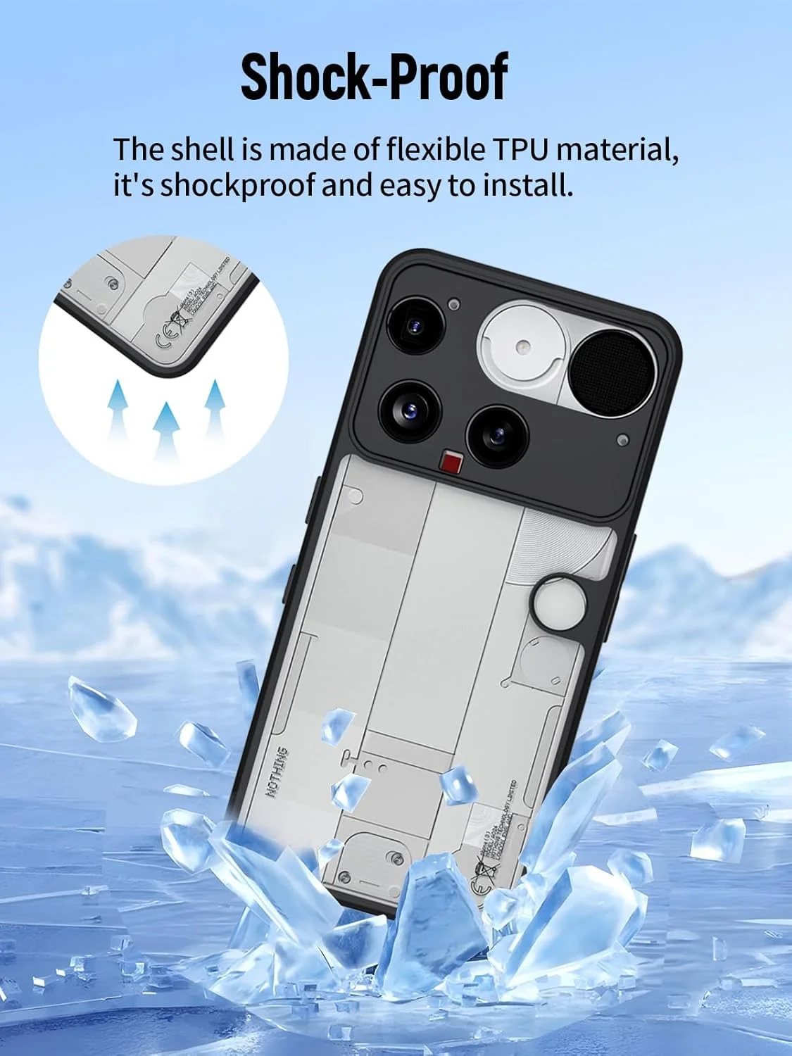 کاور محافظ گوشی موبایل FJIASTB مناسب برای ناتینگ فون (3) مدل 2025، ساخته شده از TPU انعطاف پذیر + PC سخت، ضد ضربه و ضد خش (شفاف)