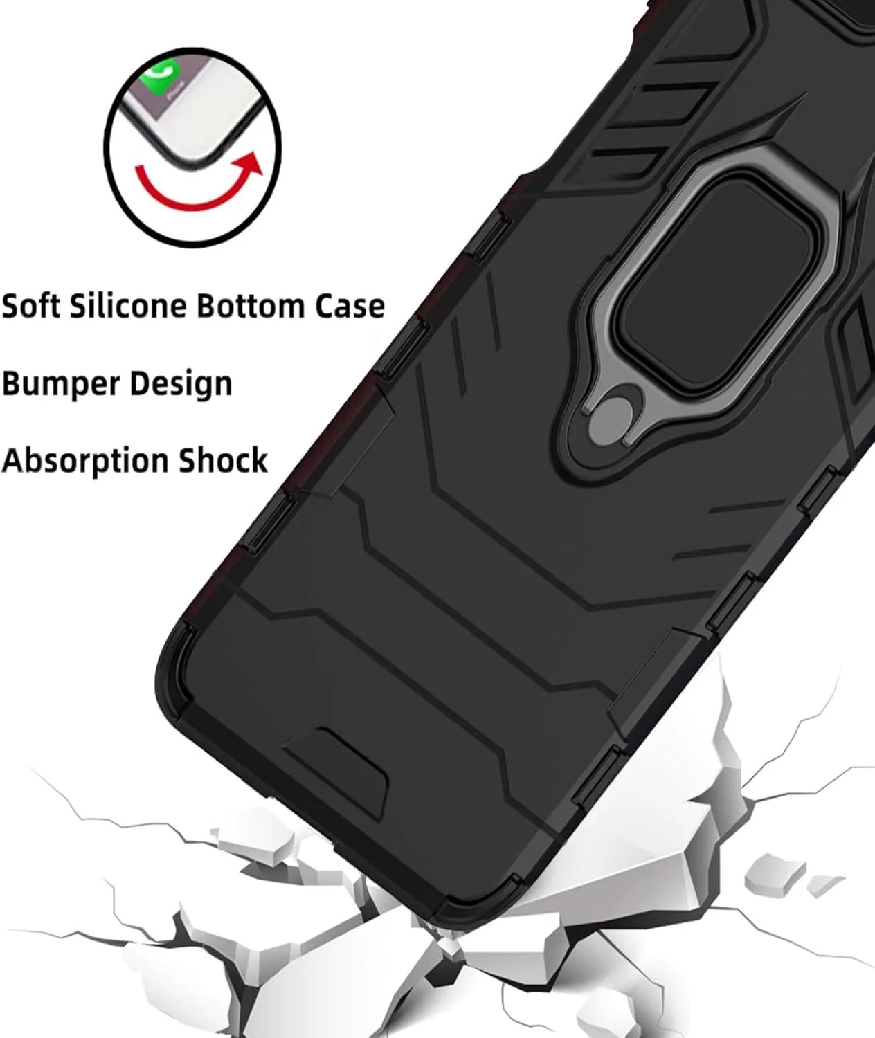 کاور محافظ دو لایه 강화된 سپر TPU سیلیکونی ضد ضربه SEAHAI برای Nothing Phone (3a) Pro، کاور محافظ زرهی با پایه ارتقا یافته - مشکی کاور محافظ دو لایه 강화된 سپر TPU سیلیکونی ضد ضربه SEAHAI برای Nothing Phone (3a) Pro، کاور محافظ زرهی با پایه ارتقا یافته - مشکی