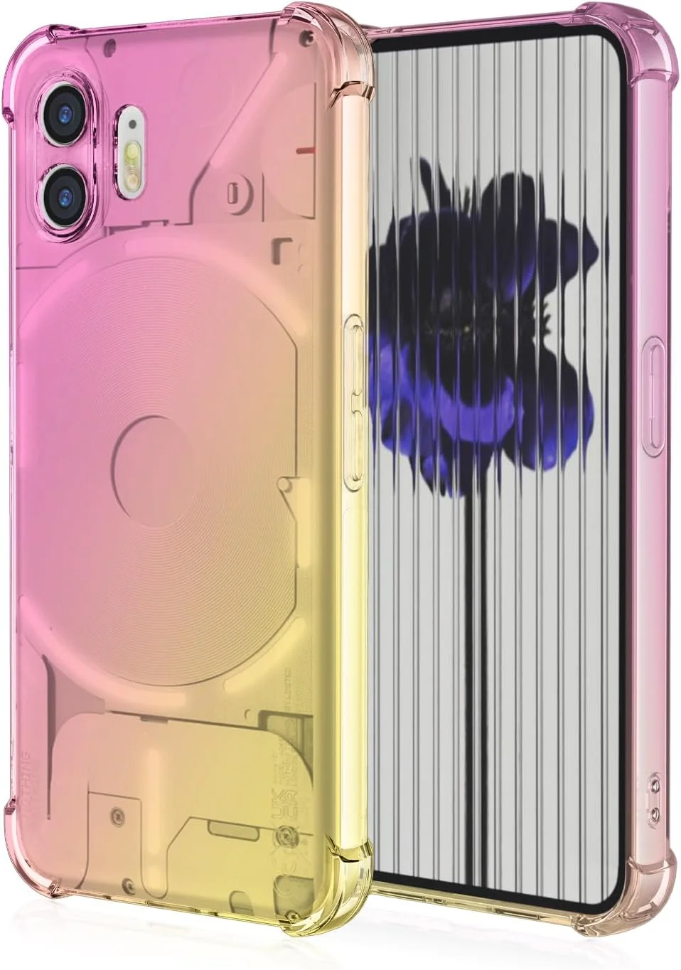 کاور گوشی ناتینگ فون 2، کاور شفاف گوشی ناتینگ 2 مدل A065، کاور محافظ TPU ضد خش و ضد ضربه با طرح گرادیانی برای گوشی ناتینگ فون 2 - صورتی/طلایی