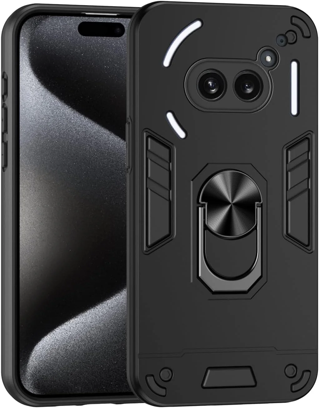 محافظ گوشی سازگار با ناتینگ فون (2A) به همراه پایه نگهدارنده، ضد ضربه، مقاوم در برابر سقوط، کاور محافظ زرهی با بافت مات و ضربه گیر قوی