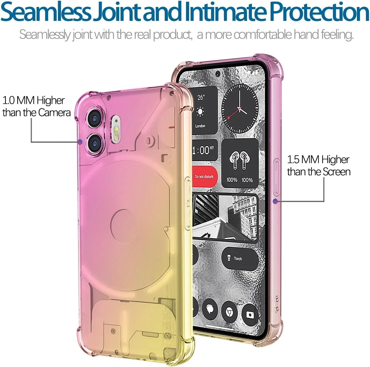 کاور گوشی ناتینگ فون 2، کاور شفاف گوشی ناتینگ 2 مدل A065، کاور محافظ TPU ضد خش و ضد ضربه با طرح گرادیانی برای گوشی ناتینگ فون 2 - صورتی/طلایی کاور گوشی ناتینگ فون 2، کاور شفاف گوشی ناتینگ 2 مدل A065، کاور محافظ TPU ضد خش و ضد ضربه با طرح گرادیانی برای گوشی ناتینگ فون 2 - صورتی/طلایی