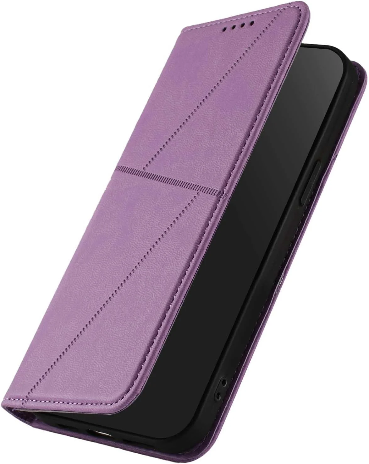 کیف چرمی پریمیوم HAOYE برای ناتینگ فون (3) با پوشش کیف پول - بدنه مغناطیسی، جای کارت و پایه برای محافظت کامل - بنفش