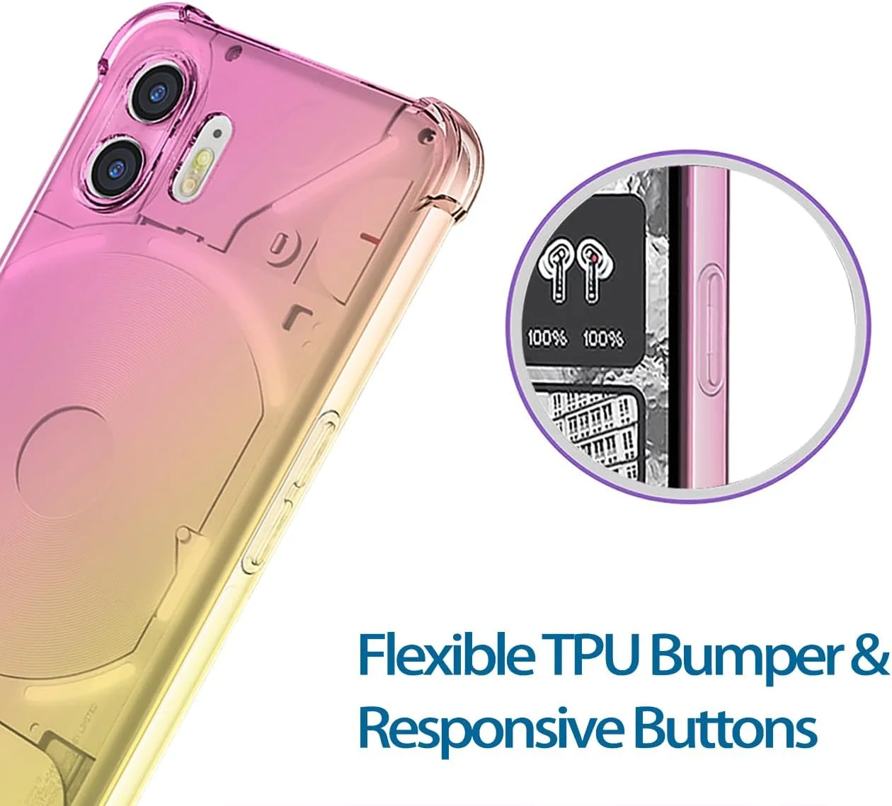 کاور گوشی ناتینگ فون 2، کاور شفاف گوشی ناتینگ 2 مدل A065، کاور محافظ TPU ضد خش و ضد ضربه با طرح گرادیانی برای گوشی ناتینگ فون 2 - صورتی/طلایی کاور گوشی ناتینگ فون 2، کاور شفاف گوشی ناتینگ 2 مدل A065، کاور محافظ TPU ضد خش و ضد ضربه با طرح گرادیانی برای گوشی ناتینگ فون 2 - صورتی/طلایی