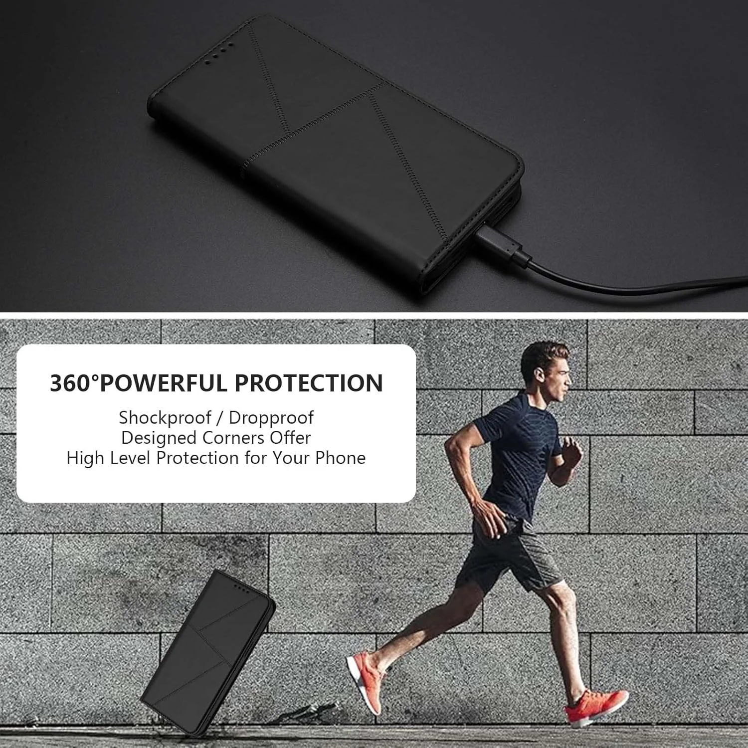 کیف چرمی پریمیوم HAOYE برای ناتینگ فون (3) با پوشش کیف پول - قاب مغناطیسی، جای کارت و استند بامپر برای محافظت کامل - بنفش