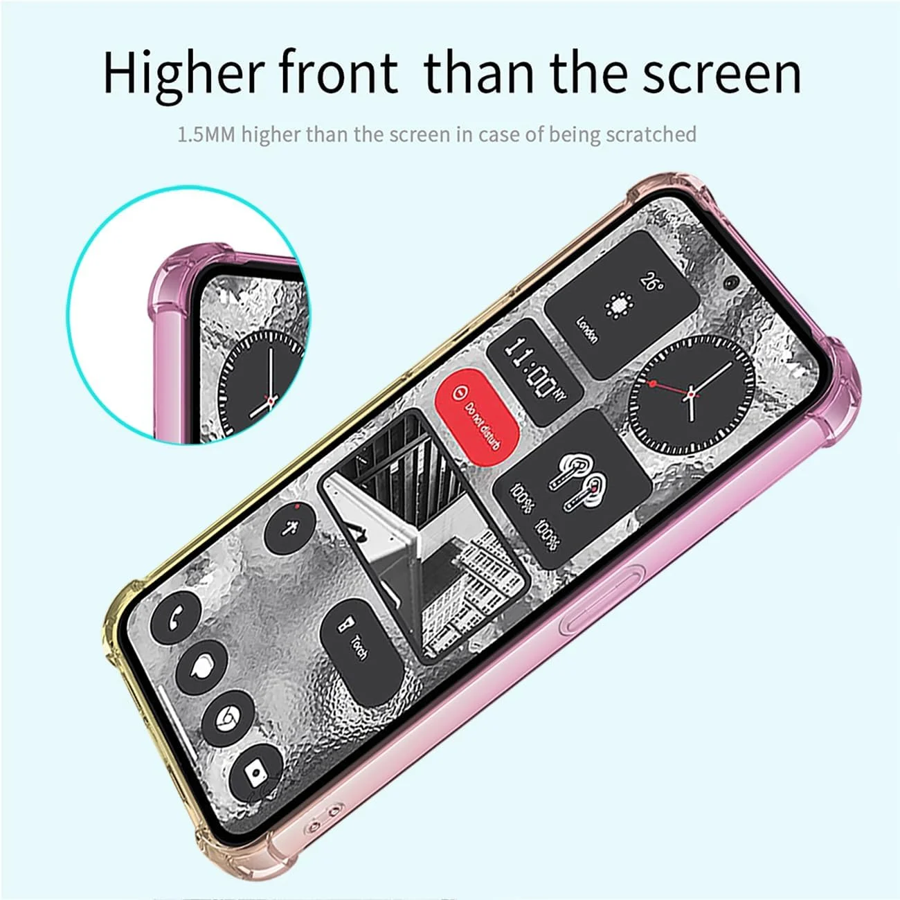 کاور گوشی ناتینگ فون 2، کاور شفاف گوشی ناتینگ 2 مدل A065، کاور محافظ TPU ضد خش و ضد ضربه با طرح گرادیانی برای گوشی ناتینگ فون 2 - صورتی/طلایی کاور گوشی ناتینگ فون 2، کاور شفاف گوشی ناتینگ 2 مدل A065، کاور محافظ TPU ضد خش و ضد ضربه با طرح گرادیانی برای گوشی ناتینگ فون 2 - صورتی/طلایی