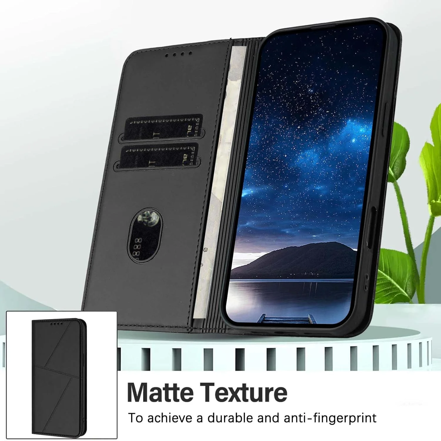 کیف چرمی پریمیوم HAOYE برای ناتینگ فون (3) با پوشش کیف پول - بدنه مغناطیسی، جای کارت و پایه برای محافظت کامل - بنفش