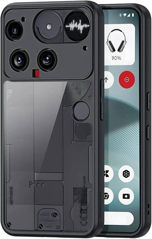 کاور شفاف گرآتری سازگار با ناتینگ فون (3)، کاور پشتی شفاف ضد اثر انگشت ضد زردی ضد ضربه PC+TPU برای ناتینگ فون 3 (2025)