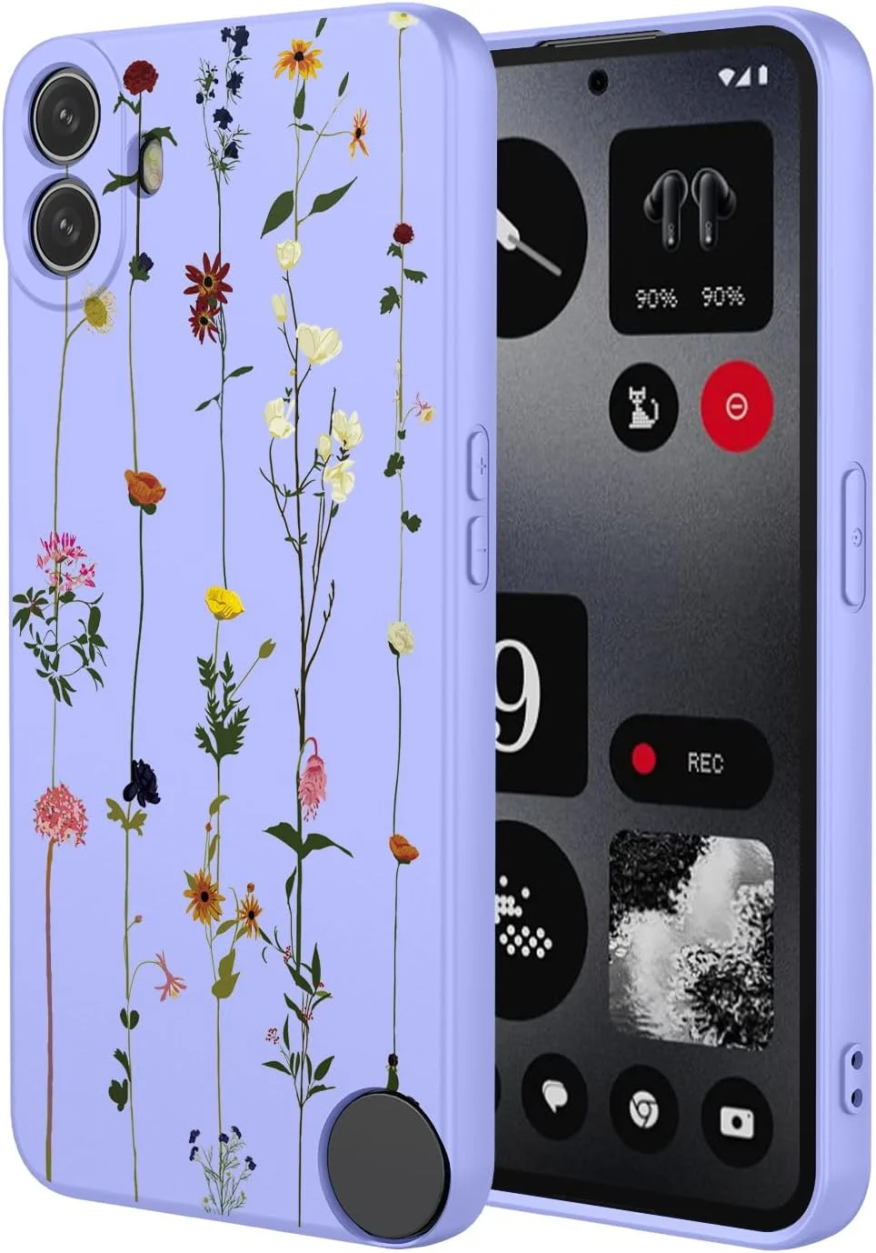 قاب گوشی KOARWVC با طرح گل زیبا، باریک و محافظ TPU نرم برای گوشی Nothing CMF Phone 1 - طرح باغ بنفش