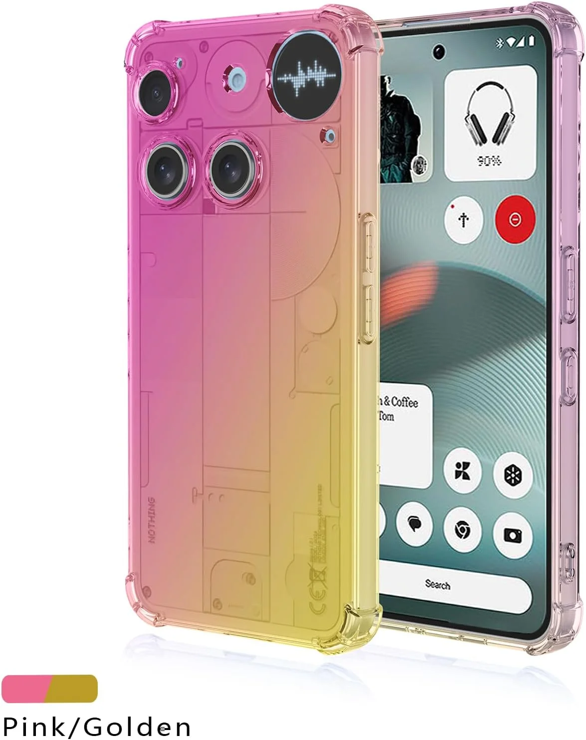 قاب گوشی HAOYE برای ناتینگ فون (3)، رنگ градиент فوق العاده باریک کریستالی شفاف ضد لک سیلیکونی نرم ضد ضربه TPU محافظ سپر پوشش تلفن (صورتی/طلایی) قاب گوشی HAOYE برای ناتینگ فون (3)، رنگ градиент فوق العاده باریک کریستالی شفاف ضد لک سیلیکونی نرم ضد ضربه TPU محافظ سپر پوشش تلفن (صورتی/طلایی)