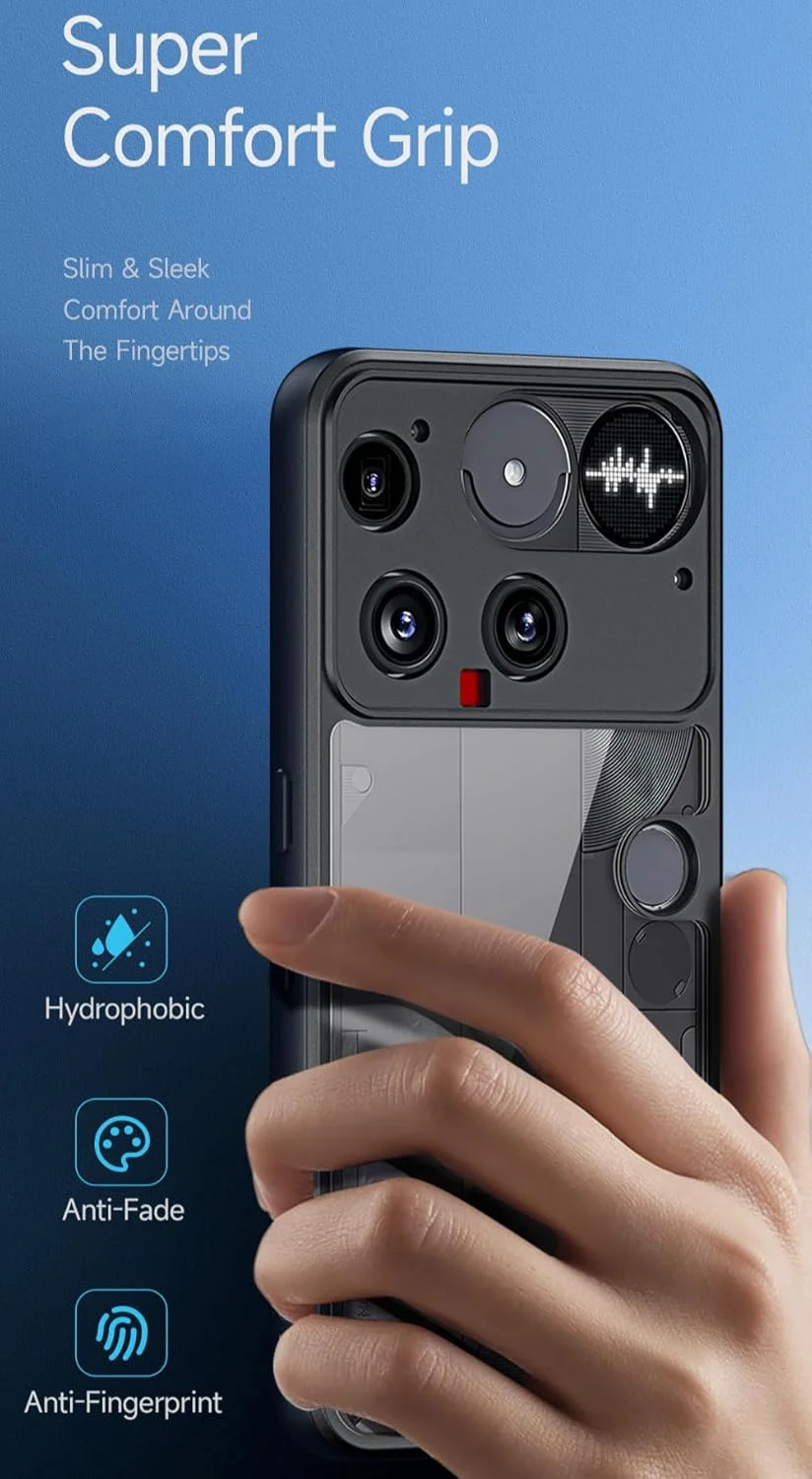 کاور شفاف گرآتری سازگار با ناتینگ فون (3)، کاور پشتی شفاف ضد اثر انگشت ضد زردی ضد ضربه PC+TPU برای ناتینگ فون 3 (2025)