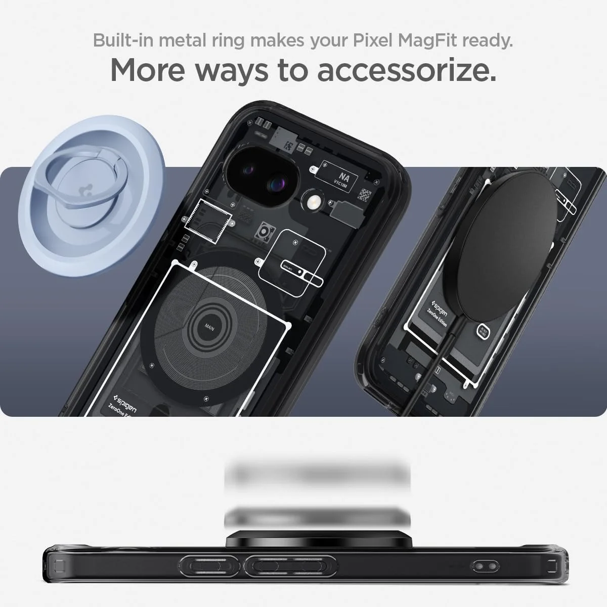 کاور محافظ گوشی گوگل پیکسل 9a مدل Spigen Ultra Hybrid MagFit [سازگار با MagSafe] (2025) - رنگ Zero One Black