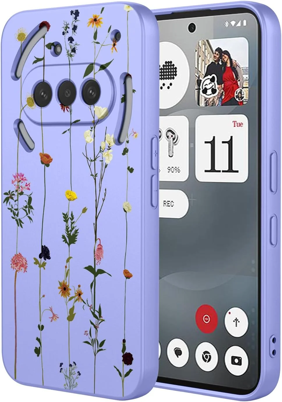 قاب گوشی ناتینگ فون 3a مدل A059 با طرح گل زیبا، محافظ باریک و ضربه گیر TPU نرم برای گوشی ناتینگ فون 3a طرح باغ بنفش