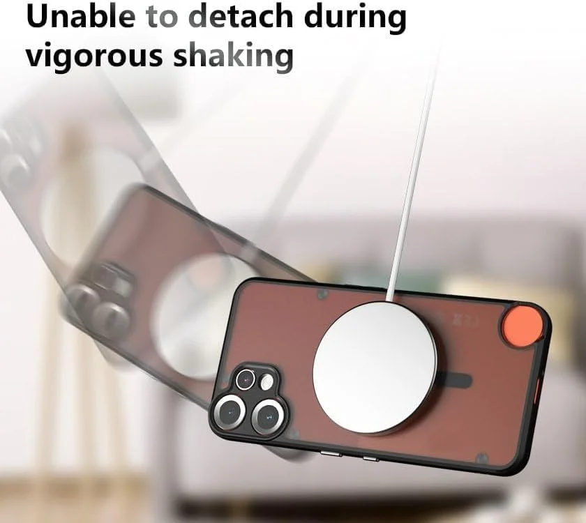 قاب مغناطیسی برای گوشی ناتینگ CMF 2 Pro، قاب محافظ پشتی مات نیمه شفاف مقاوم در برابر ضربه و سقوط، مشکی مات [سازگار با Mag-Safe]