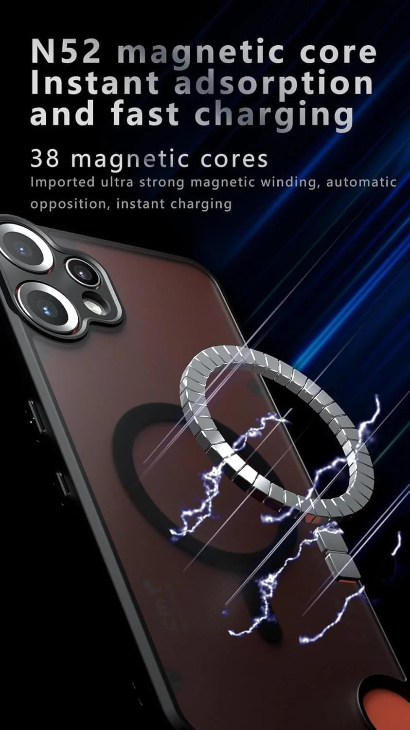 کاور مغناطیسی Guizzcg مناسب برای ناتینگ فون CMF 2 Pro، قاب پشتی مات نیمه شفاف مقاوم در برابر ضربه، مشکی مات کاور مغناطیسی Guizzcg مناسب برای ناتینگ فون CMF 2 Pro، قاب پشتی مات نیمه شفاف مقاوم در برابر ضربه، مشکی مات