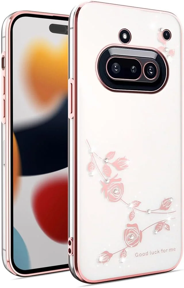 کاور گوشی ناتینگ فون (3a) پرو طرح گلدار، دخترانه، شفاف، باریک، سیلیکونی نرم، ضد ضربه - صورتی