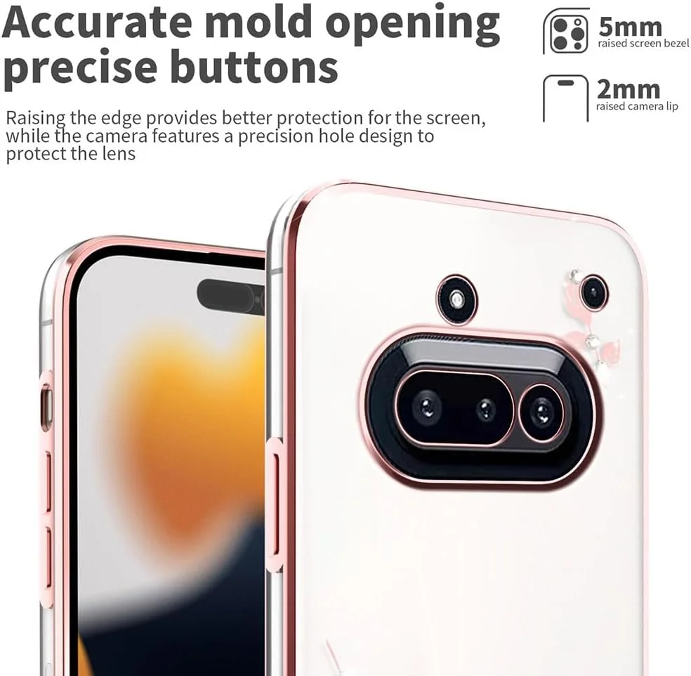 کاور گوشی ناتینگ فون (3a) پرو طرح گلدار، دخترانه، شفاف، باریک، سیلیکونی نرم، ضد ضربه - صورتی