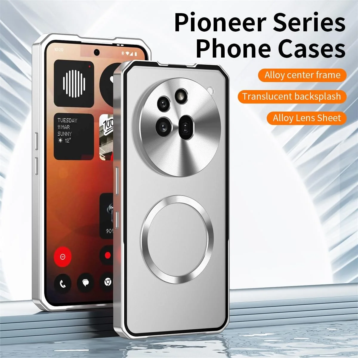 کاور مات نیمه شفاف ضد ضربه و ضد افتادن Gruattreay سازگار با Nothing Phone 3A Pro مدل 2025 با قابلیت اتصال مغناطیسی (مشکی)